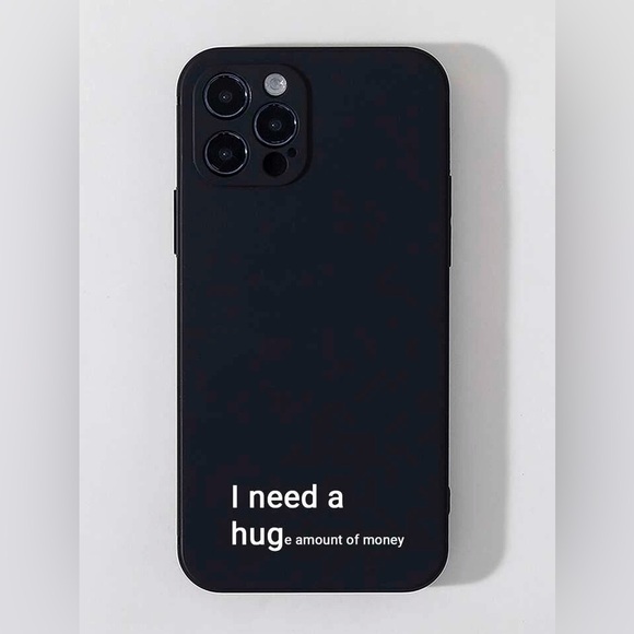 iPhone 13 Pro Max phone case. Black case with white text. - Picture 1 of 1